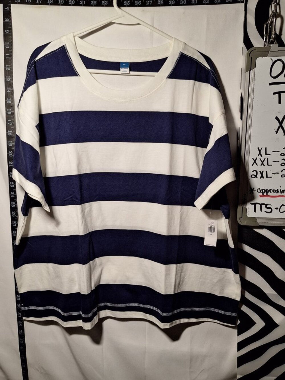 NWT Old Navy Shirt, Blue White Stripes, XXL - Picture 3 of 7